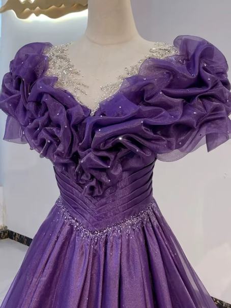 Charming Purple Prom Gown ,Glitter Sequins Maxi Celebrity Dress Evening Dress RS1291