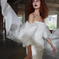 French white simple temperament banquet party short dress skirt homecoming dress R2975