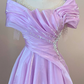Elegant Lavender Beaded Prom Gown ,Silky Satin Maxi Evening Dress RS1294