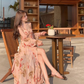Fairy French floral suspender long dress beautiful holiday style v-neck wear backless dress R1754