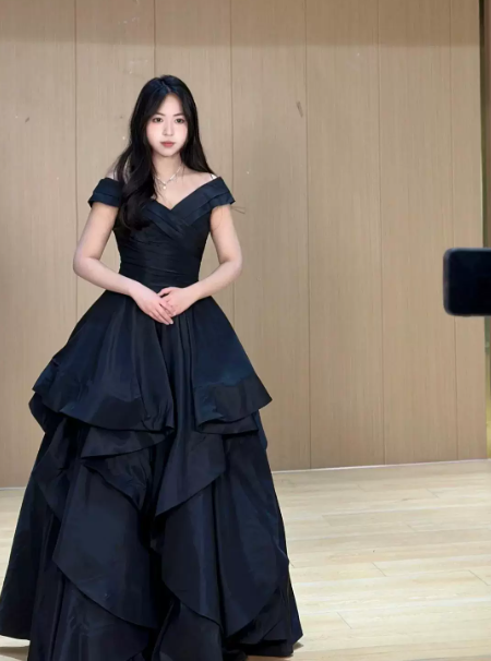 Minimalist Black Prom Gown ,Silky Satin Elegant Maxi Evening Dress RS1295