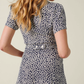 Dress French floral waist slimming V-neck retro cardigan short-sleeved shirt dress R2934