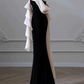 Minimalist Black Prom Gown ,Satin Elegant Maxi Evening Dress RS1310