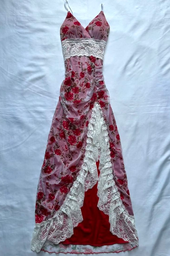 Retro Floral Prom Gown , Pretty Chiffon Maxi Party Dress Summer Dress RS1312