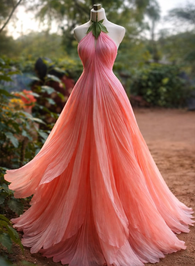 Vibrant Red Floral Prom Gown , Pretty Halter Maxi Evening Dress RS1316