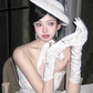 Gloves satin long white girls bride wedding dress birthday atmosphere     S6232