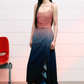 Design suspender dress high waist summer waist slimming gradient irregular long skirt R3328