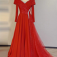 Elegant Red Prom Gown , Sequins Chiffon Maxi Evening Dress RS1321