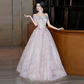 Dreamy Champagne Prom Gown , Feather Decor Elegant Beaded Maxi Evening Dress RS1322