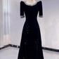 Elegant Black Prom Gown , Beaded Maxi Evening Dress RS1323