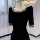 Elegant Black Prom Gown , Beaded Maxi Evening Dress RS1323