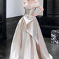 Elegant Ivory Prom Gown , Beaded Satin Silky Maxi Evening Dress Birthday Dress RS1325