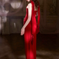 French Chic Red Prom Gown , Sheath Satin Maxi Evening Dress RS1327