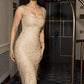 French Chic Light Ivory Sheath Spaghetti Straps Long Women Dress with Paillette Evening Dress Prom Dress RS114