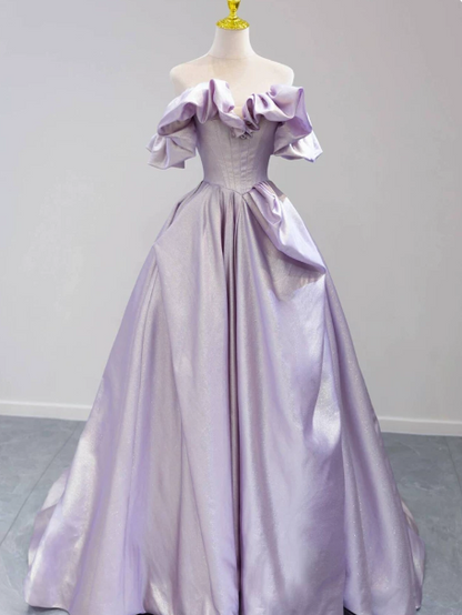 Dreamy Lavender Prom Gown , Silky Satin Maxi Evening Dress RS1328