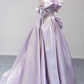 Dreamy Lavender Prom Gown , Silky Satin Maxi Evening Dress RS1328