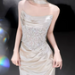 Elegant Ivory Prom Gown , Silky Satin Lace Embroidery Maxi Evening Dress RS1329