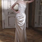 Elegant Ivory Prom Gown , Silky Satin Lace Embroidery Maxi Evening Dress RS1329