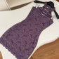 Purple halter neck dress 2025 new style new Chinese style hip skirt lace skirt R2086