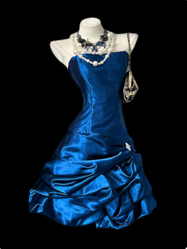 Charming Navy Homecoming Dress , Silky Bodycon Elegant Short Prom Dress RS1308