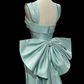 Sparkly MInt Green Prom Gown , Pretty Silky Bow Back Accessory Maxi Evening Dress RS1339
