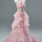 Dreamy Pink Prom Gown , Pretty Tulle Pleated Maxi Evening Dress Birthday Dress RS1343