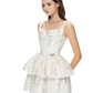 White floral halter waist cute cake skirt homecoming dress R4759