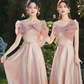 Pink purple satin waist slim fit prom dress, bridesmaid dress R5977