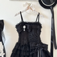 Black suspender waist cake skirt short skirt homecoming dress R4354