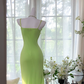 Light green halter-neck fitted long ball gown R7650