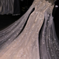Light apricot rhinestone round neck fitted waist long ball gown/bridal dress R8742