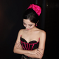 Black lace strapless fitted waist bodycon sexy long ball gown R6415