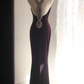 Deep purple halter-neck fitted bodycon long ball gown R6775