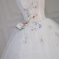 White tube top herringbone top flower puffy skirt long dress bridal dress R5858
