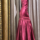 Purple-red halter-neck fitted satin long gown, elegant ball gown R8059