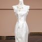 White sleeveless fitted waist elegant ball gown, bridal gown R8315