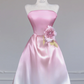 Light pink gradient strapless waist-cinching long ball gown R8256