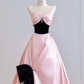 Light pink strapless fitted waist slim-fitting ball gown with a full skirt R8201