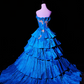 Blue strapless fitted waist slim-fitting ball gown with a full skirt R8683