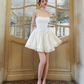 White suspenders waist slimming lively cute short skirt homecoming dress R4676