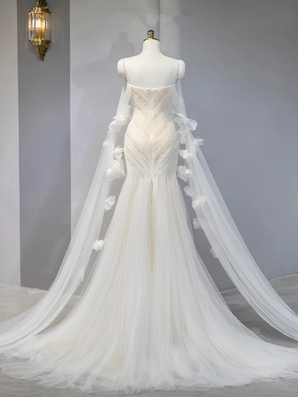 Light apricot strapless fitted waist sexy long ball gown, bridal dress R9042