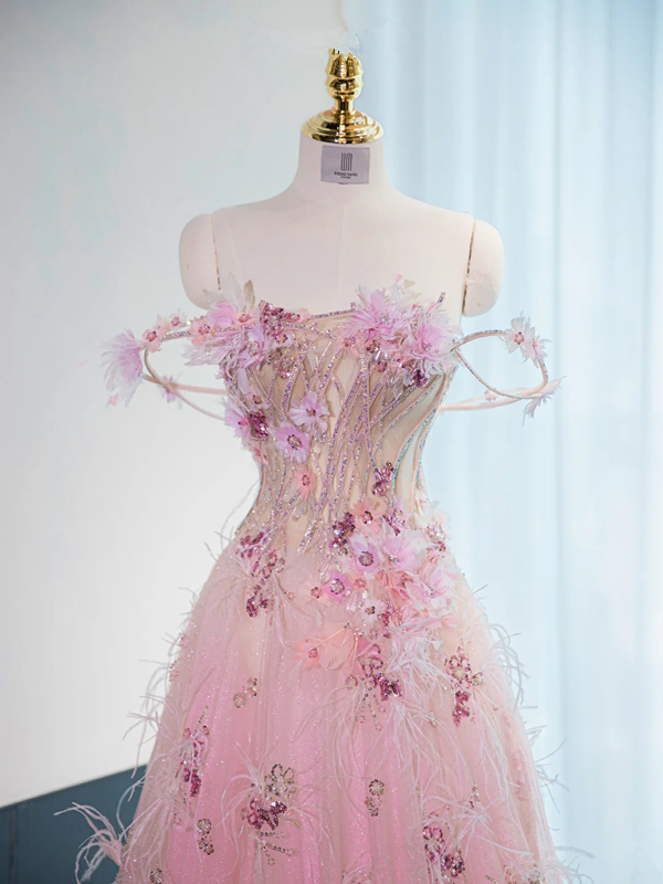 Light pink strapless fitted long ball gown, bridal dress R8982