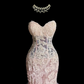 Light pink strapless lace bodycon long ball gown R6616