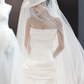 White strapless satin waist hip sexy fishtail skirt long dress bridal dress R6037