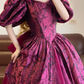 Fuchsia Puff Sleeve Waist-Cinched Puff-Skirt Ball Gown & Bridal Gown R7377