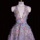 Pinkish-purple halter-neck fitted long ball gown, bridal dress R8952