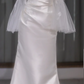 White one-shoulder beaded waist slim satin maxi bridal gown R5782
