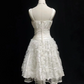 White suspenders sexy waist slim flower skirt mid-length skirt homecoming dress R4964