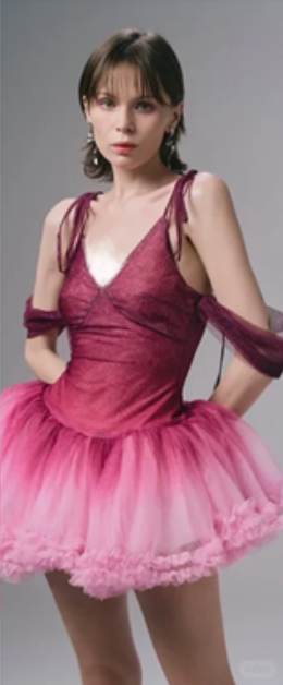 Pink suspender tie gradient waist slim fit puffy skirt homecoming dress R4516