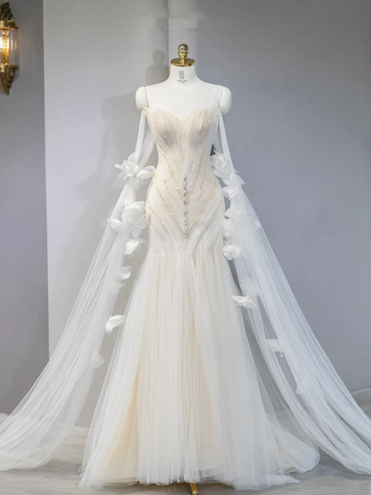 Light apricot strapless fitted waist sexy long ball gown, bridal dress R9042